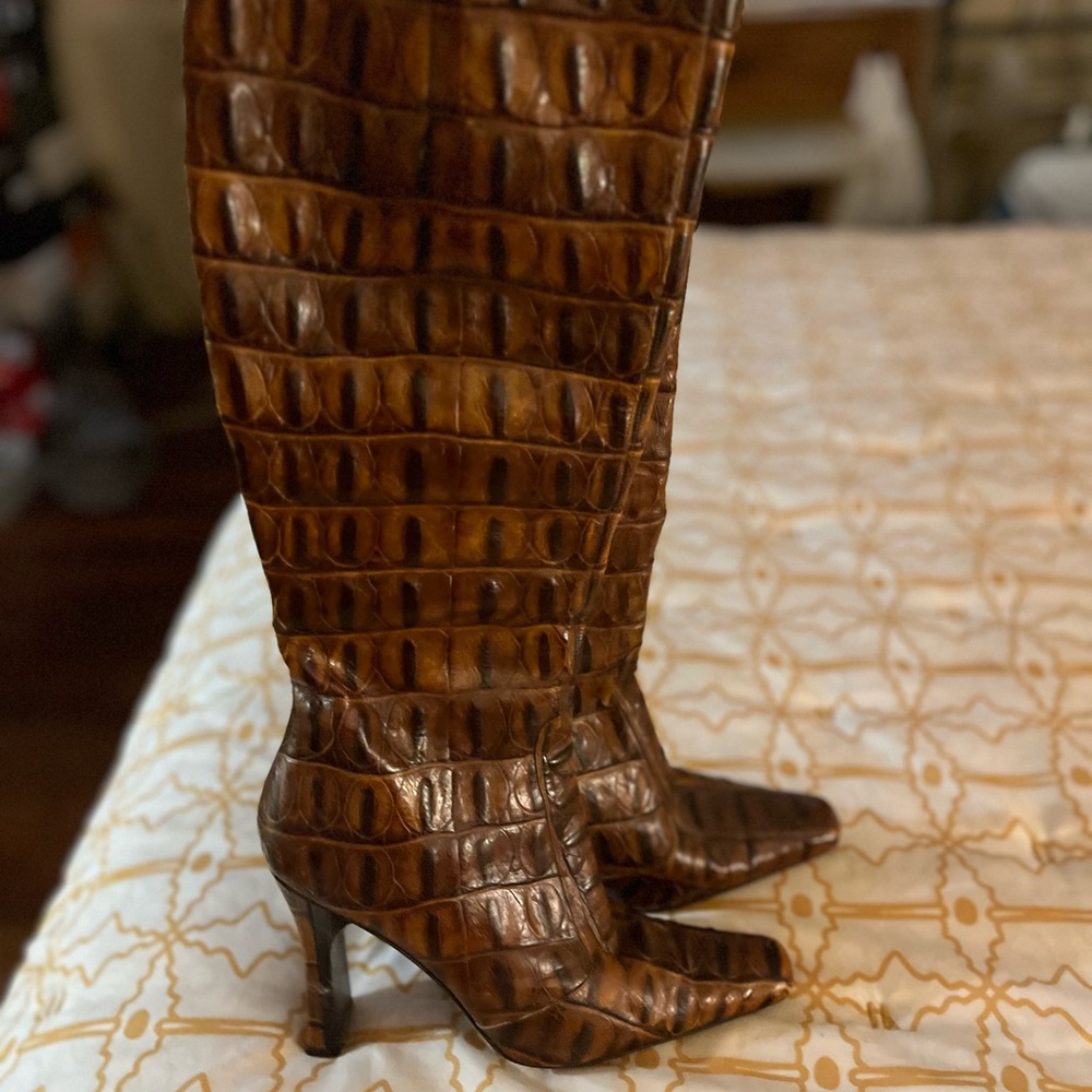 Crocodile leather boots